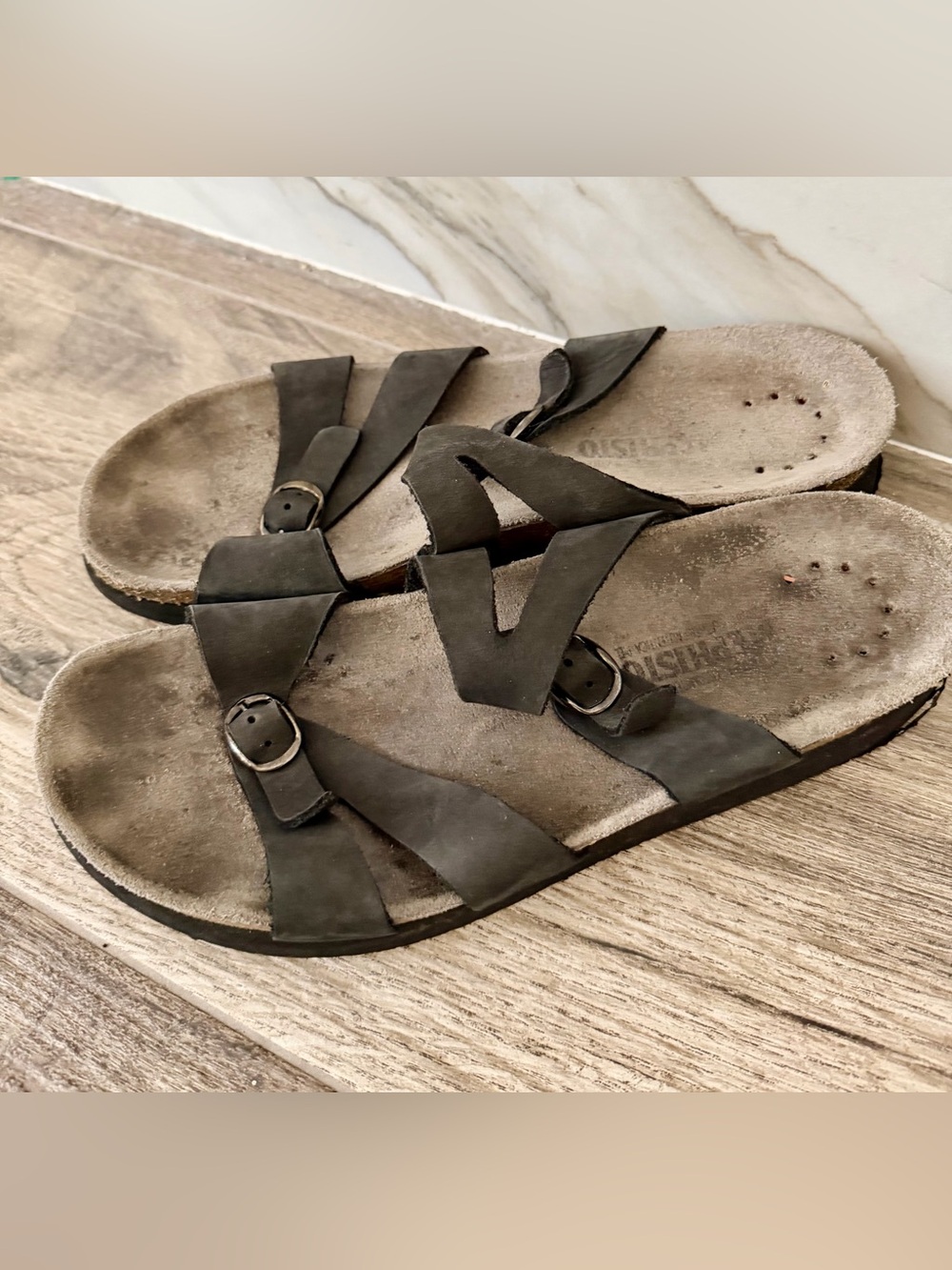 Mephisto Men's Black Strappy Leather Comfort Sandals  Sz 9 EU 40
